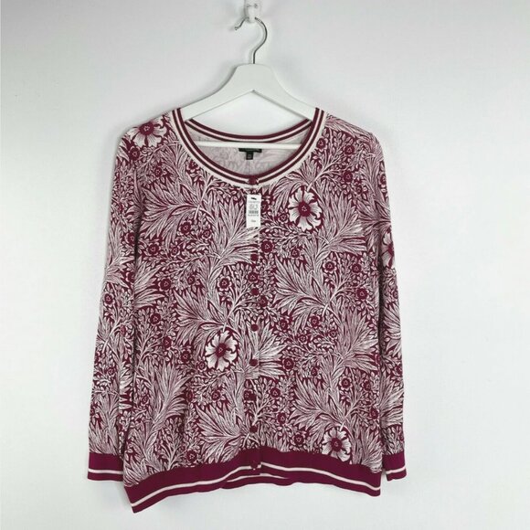 NWT Talbots Plus Pettie CHARMING CARDIGAN -LEAFY VINES Sz Petite 1X - Picture 2 of 6